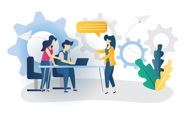 Business concept team work flat illustration