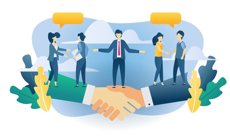 Vector business concept teamwork flat illustration