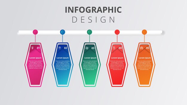 business concept timeline Infograph template realistic paper 5 steps infographic vector banner can be used for workflow layout diagrampresentation education or any number option