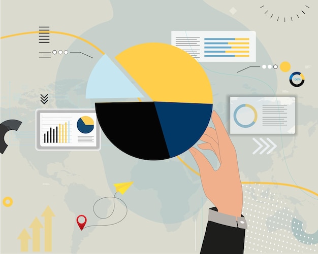 Vettore concetto aziendale illustrazione vettoriale della pianificazione aziendale analisi rapporto ricerca di mercato