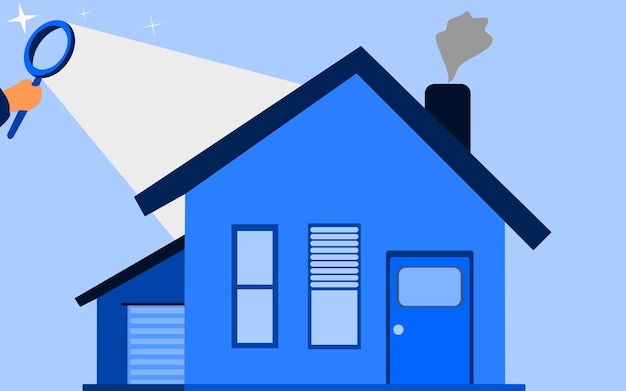 business concept vector illustration investing opportunity real estate appraisal magnifying glass and home house inspection mortgage loan home loan