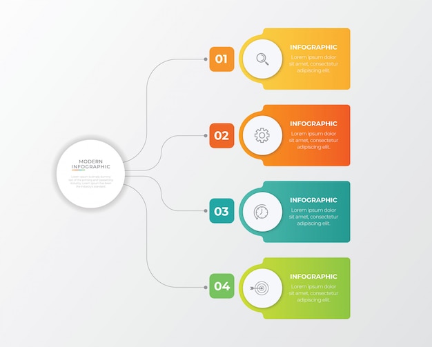 Concetto di business con 4 opzioni, passaggi o processi.