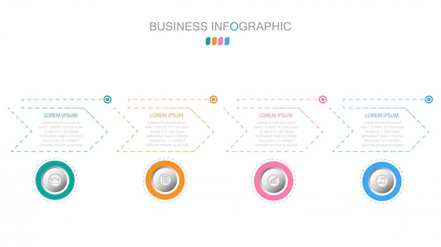 Concetto di business con 4 opzioni, passaggi o processi