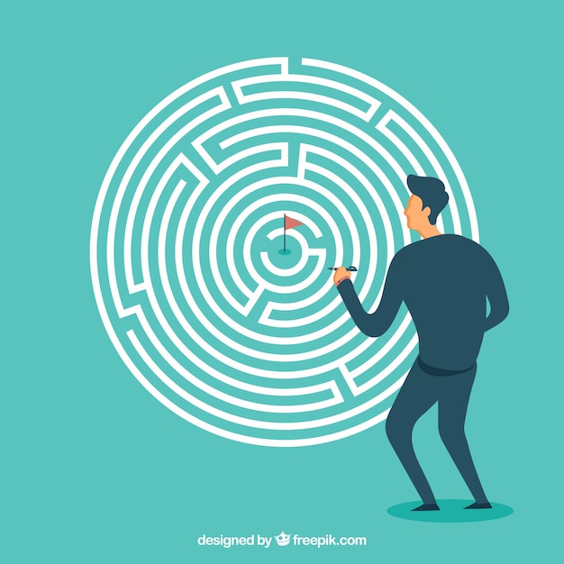 business concept with flat labyrinth