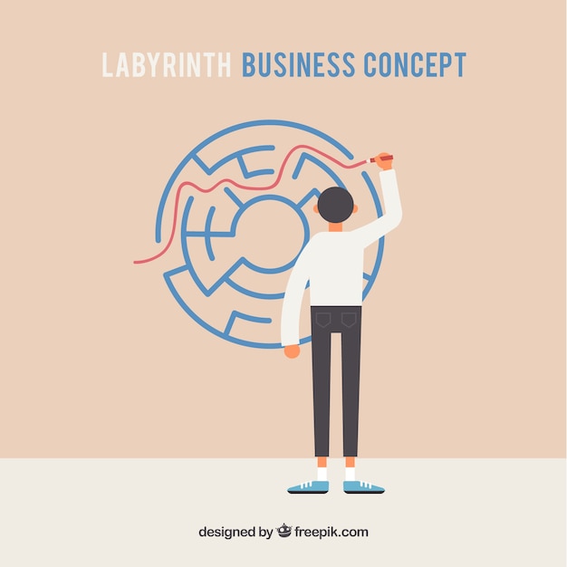 Business concept with flat labyrinth