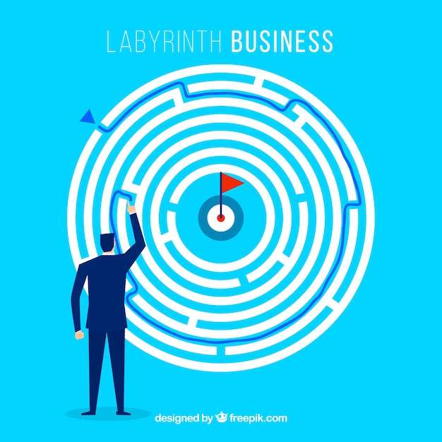 Vector business concept with round labyrinth