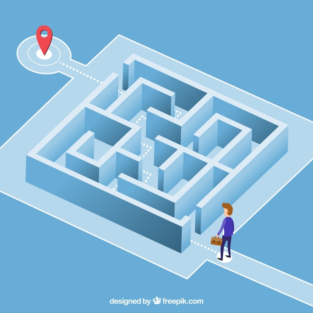 Vector business concept with square labyrinth