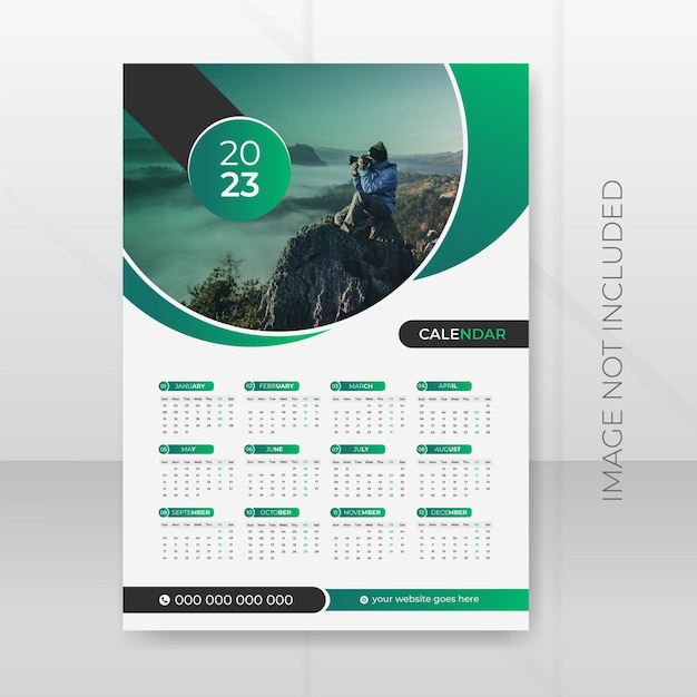 Business conference 2023 Colorful one page wall calendar design template