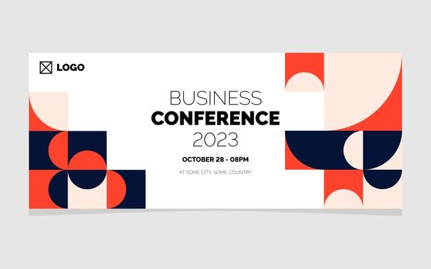 Business conference 2023 geometric banner design vector illustration