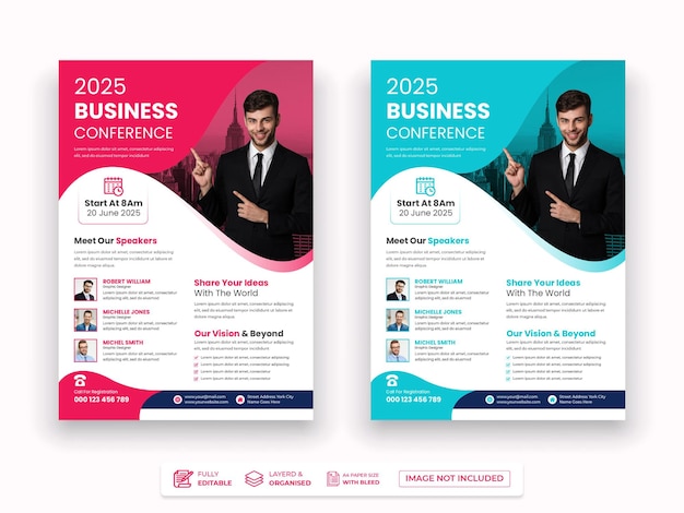 Business conference flyer or creative business workshop event flyer template design