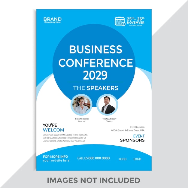 Vector business conference flyer design template