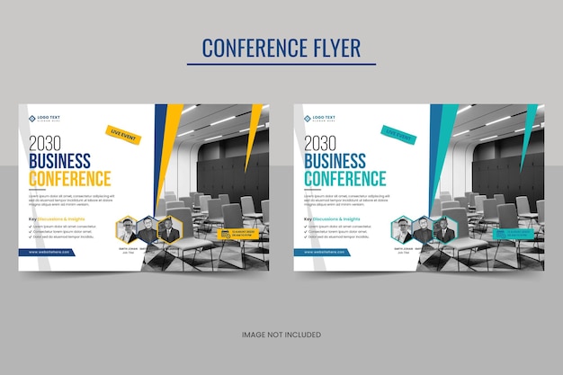 Business Conference flyer template or live webinar web banner design