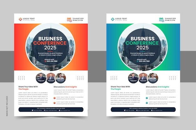 business conference flyer template set or annual business event flyer design