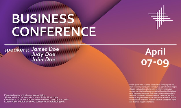 Vector business conference invitation design template, flyer layout. geometric background. minimal abstract cover design. creative colorful wallpaper. trendy gradient poster. vector illustration.