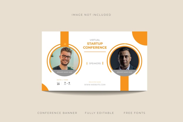 Business Conference live webinar banner invitation and social media post template