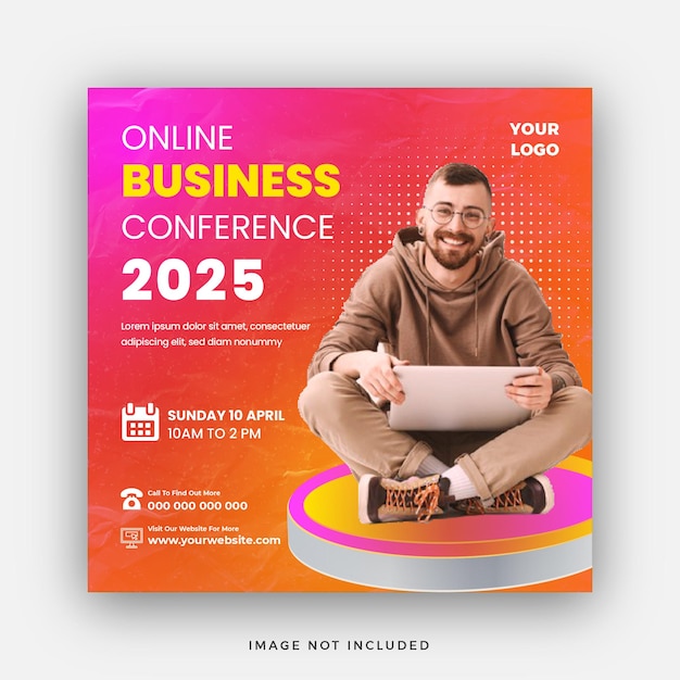 Business conference online webinar social media post or square web banner