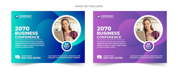 Business Conference Poster Template or Business Live Webinar Event Flyer