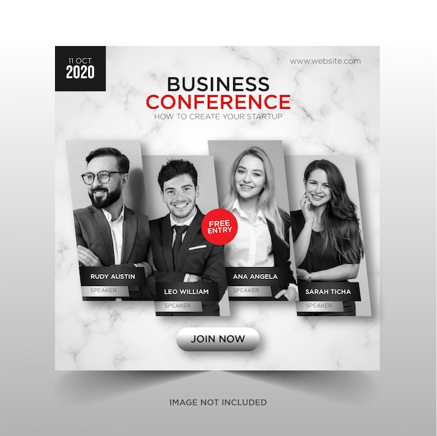 Vector business conference social media banner square flyer template