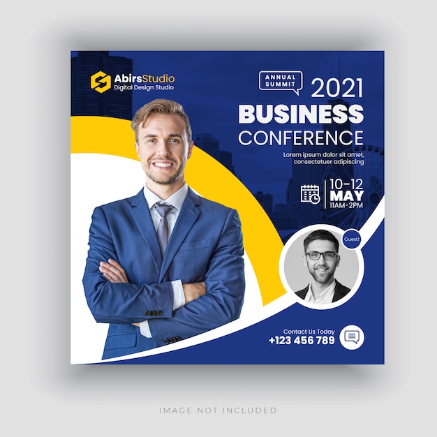 business conference social media banner or square flyer template  