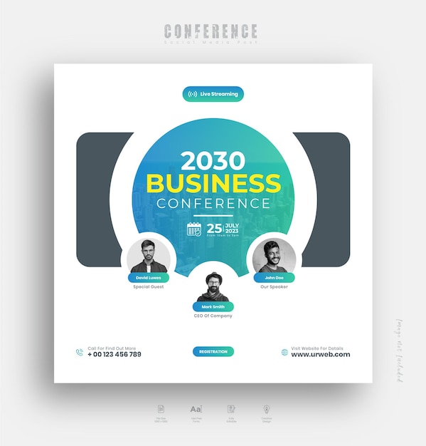 Business conference social media post or Corporate Conference Web Banner Template