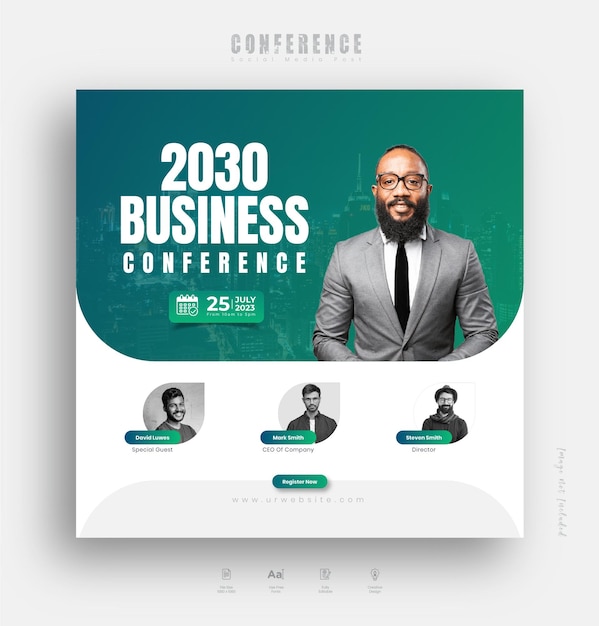 Business conference social media post or corporate conference web banner template