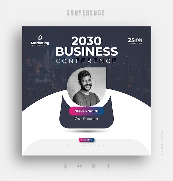 Business conference social media post or Corporate Conference Web Banner Template