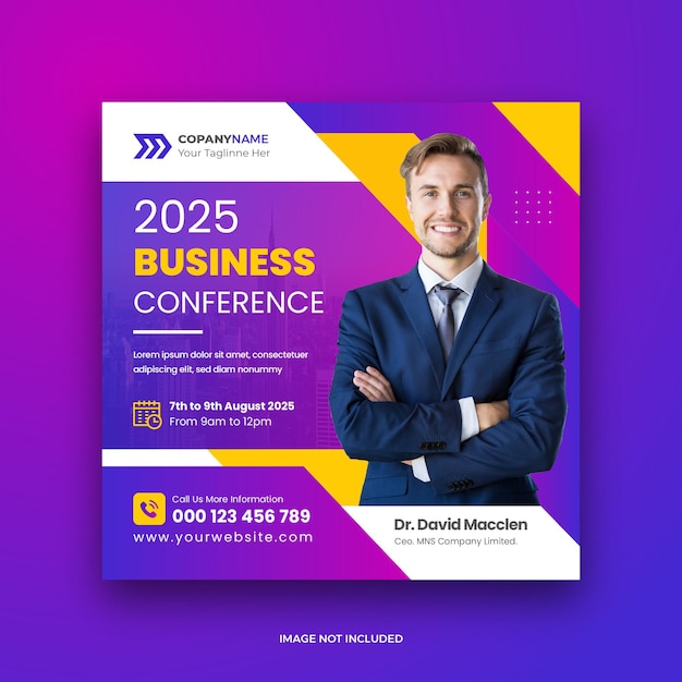 Business conference social media post or square flyer templat