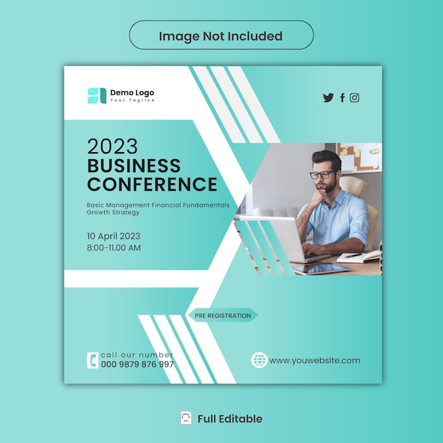 Business Conference social media post or squire vector template