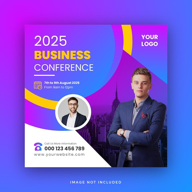 Business conference social media post web banner template design