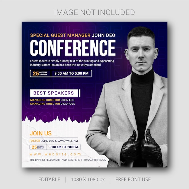 Business conference social media post and web banner template