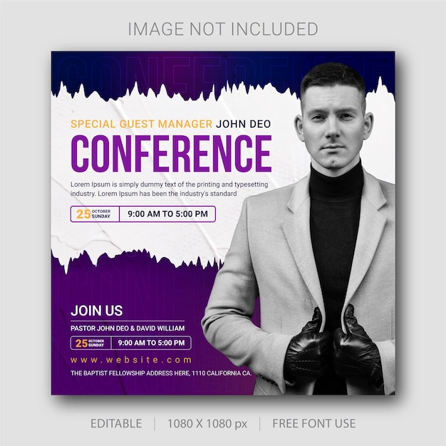 Business conference social media post and web banner template