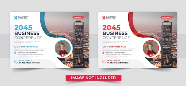 Business conference or webinar horizontal flyer and invitation banner template