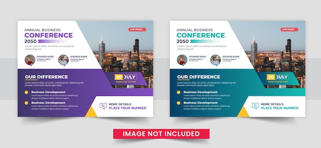 Business conference or webinar horizontal flyer and invitation banner