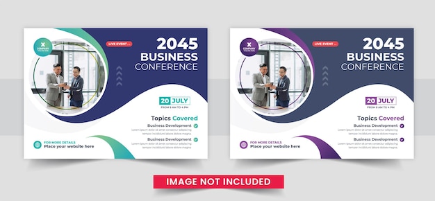 Business conference or webinar horizontal flyer and invitation banner