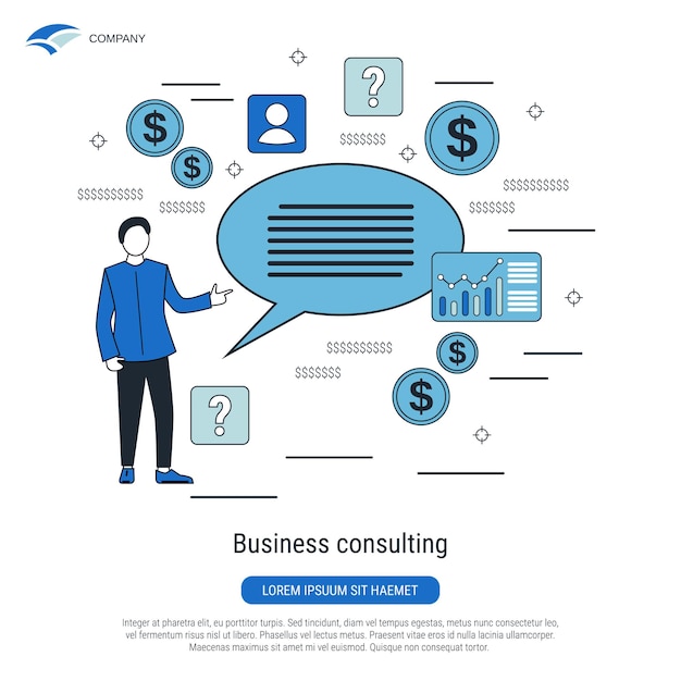 Business consulting flat design style vector concept illustration