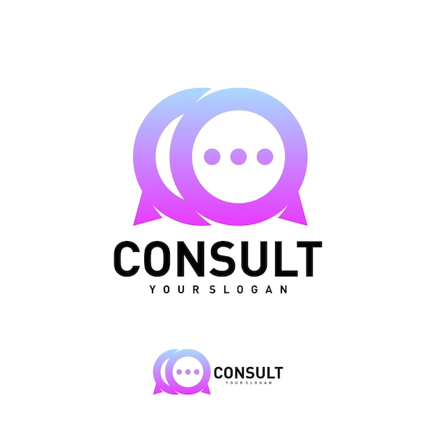 Business consulting logo sjabloon Toespraak bubble vector design Consult logotype