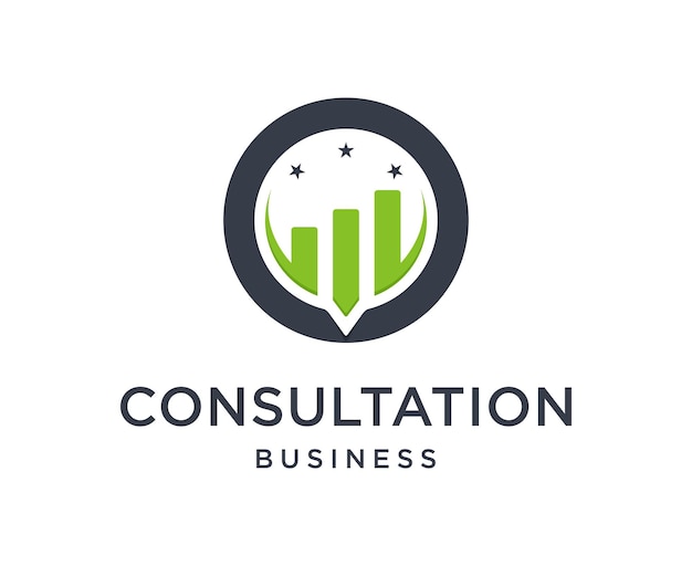 Vector business consulting logo template speech bubble and growth graph vector design