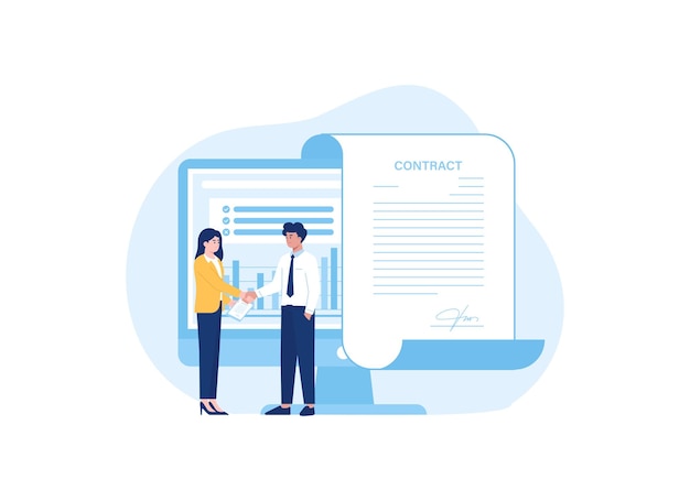 business contract cooperation trending concept flat illustration