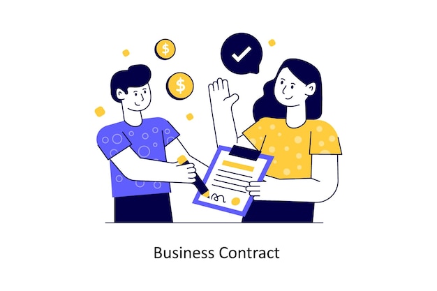 Vector business contract flat style design vector illustration stock illustration