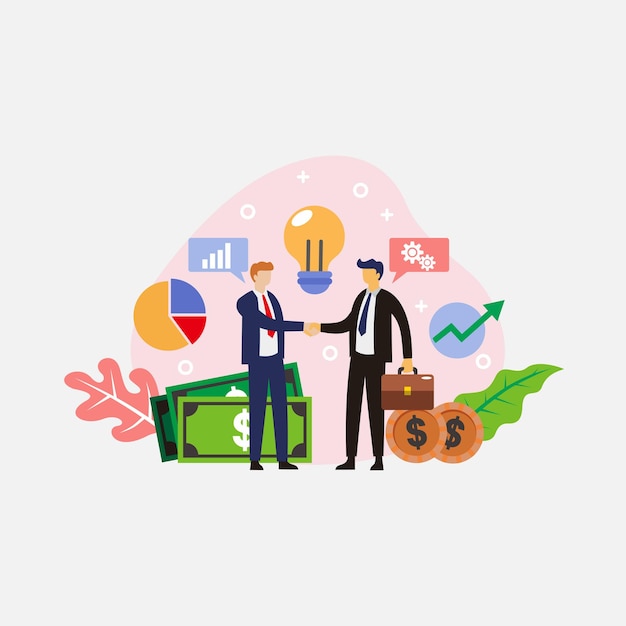 Vector business cooperation flat illustration vector