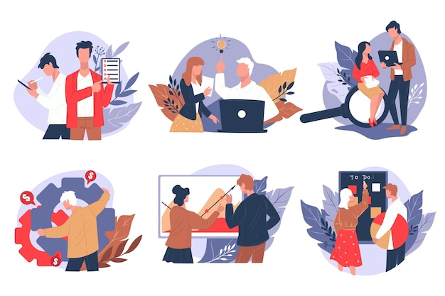 business cooperation and office work of team vector