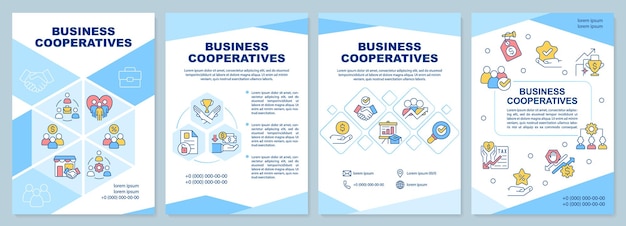 Business cooperatives blue brochure template