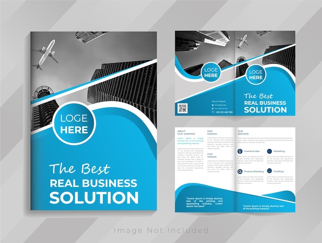 Vector business and corporate creative bifold brochure design template