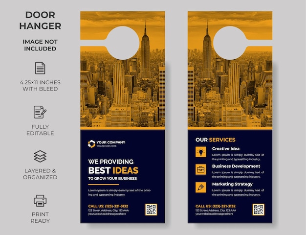 Vector business corporate door hanger vector illustration modern door hanger design template do not disturb