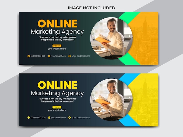 Business corporate facebook cover design template with 2 color variations