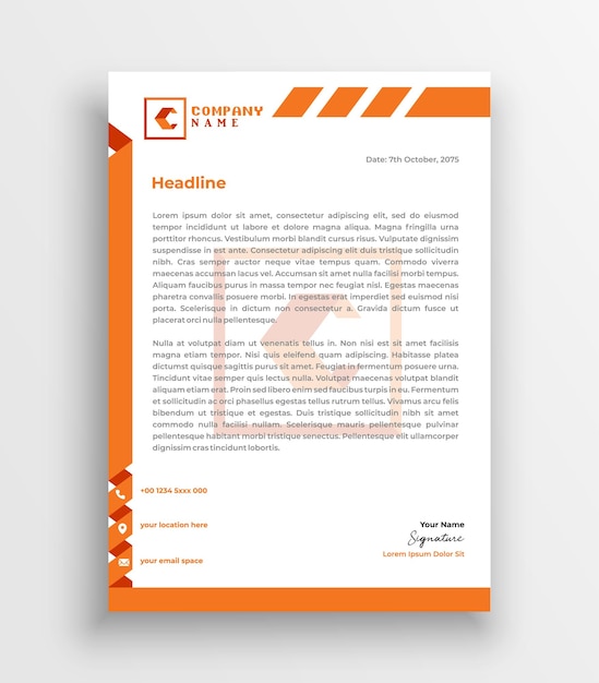 Business corporate orange theme letterhead