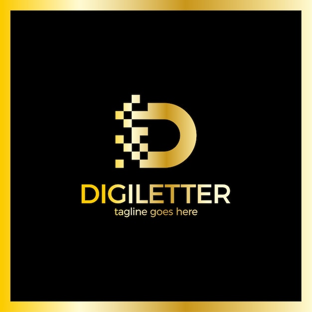 Бизнес-корпоративная пиксельная буква D дизайн логотипа