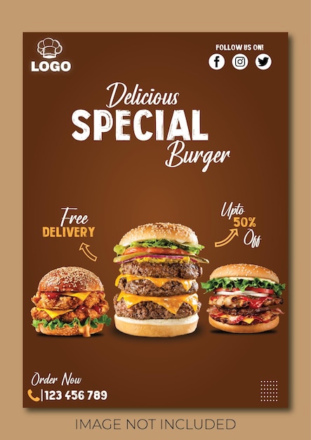 Vector business corporate poster fully editable template for burger restaurant