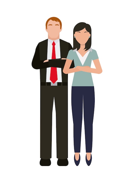 Vector business couple cartoon icon