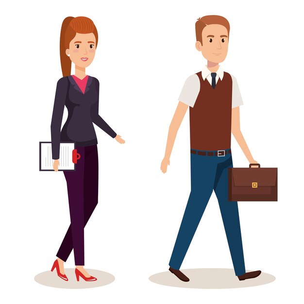 business couple isometric avatars vector illustration design